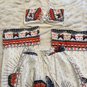 Stylish Red and Black Butterfly Print Set